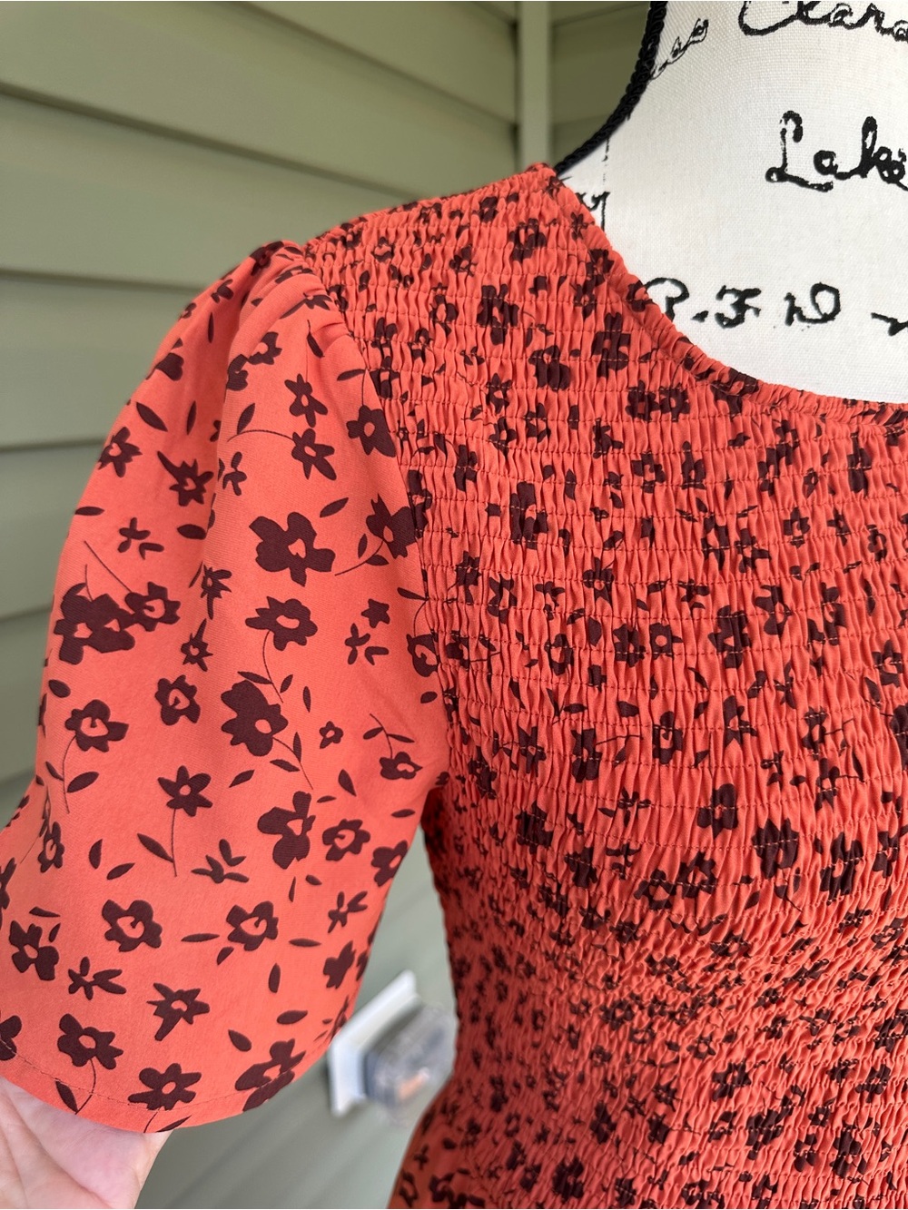 Maggeer beautiful orange w rust colored Floral Maxi Dress with smocking size S - Picture 4 of 14